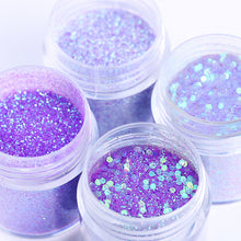 Load image into Gallery viewer, 4 Boxes Purple Nail Glitter Set